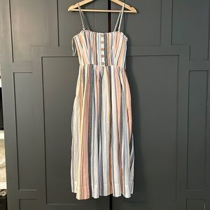 Free People Multicolor Striped Button-Front Maxi Dress